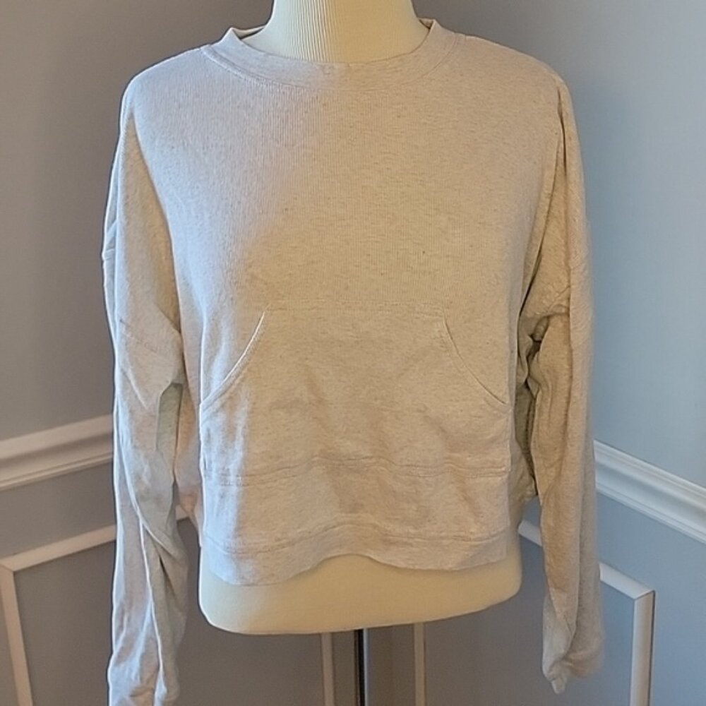 VICTORIA'S SECRET Gray Thermal Cropped Athleisure Active Casual Loungewear Top M